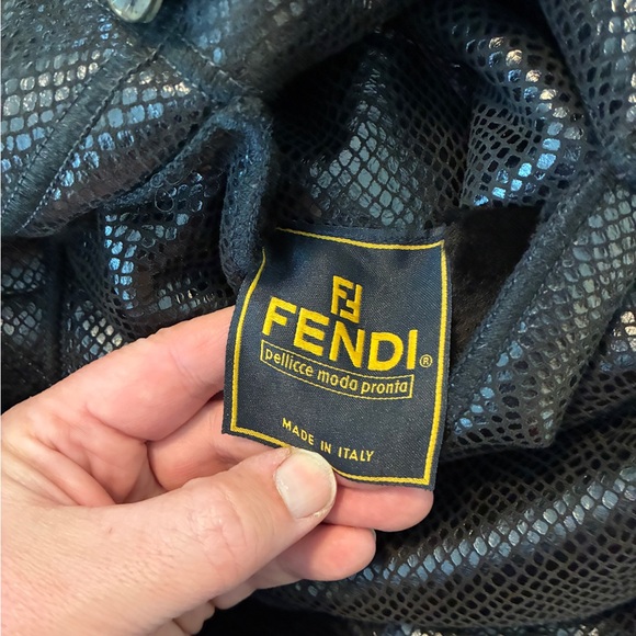 Vintage 90s Fendi Pellicce Moda Pronto Black Oversized Shearling Coat Size 38 M - Picture 11 of 17